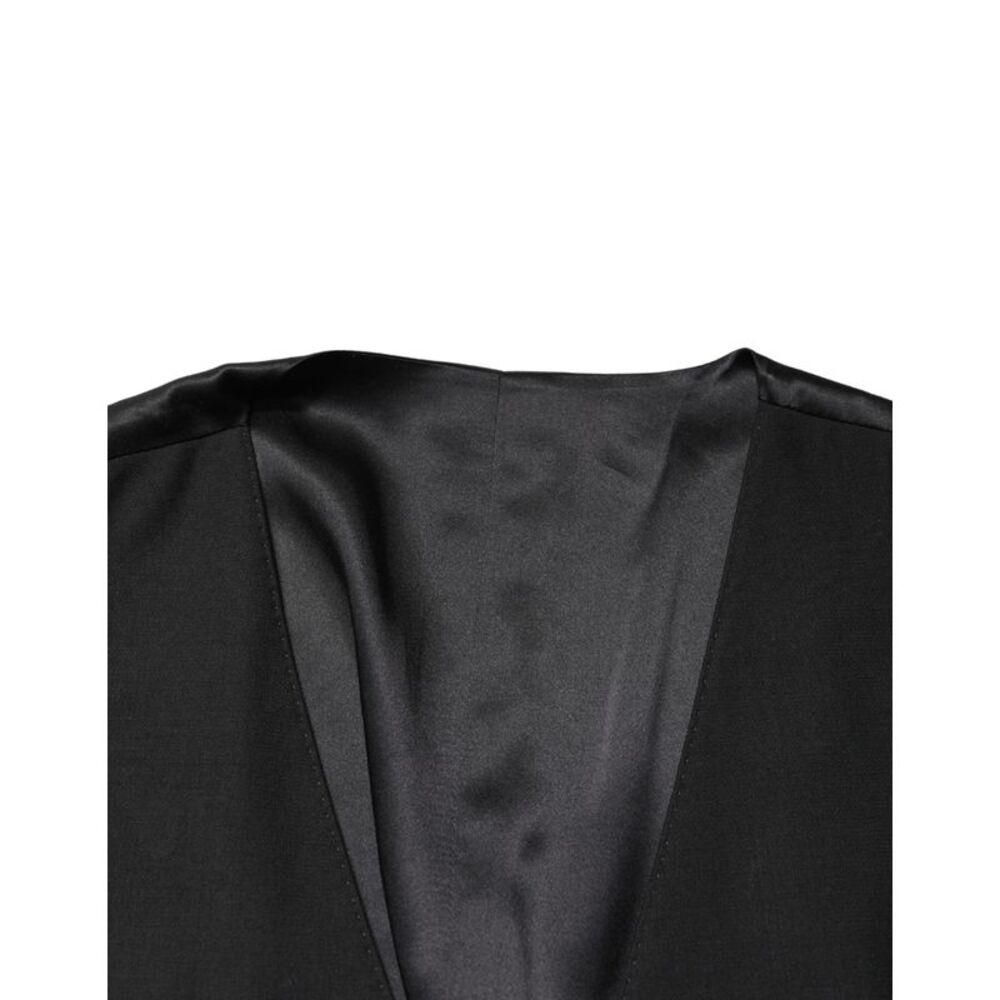 Dolce & Gabbana Black Wool Single Breasted Men Waistcoat Men's Vest